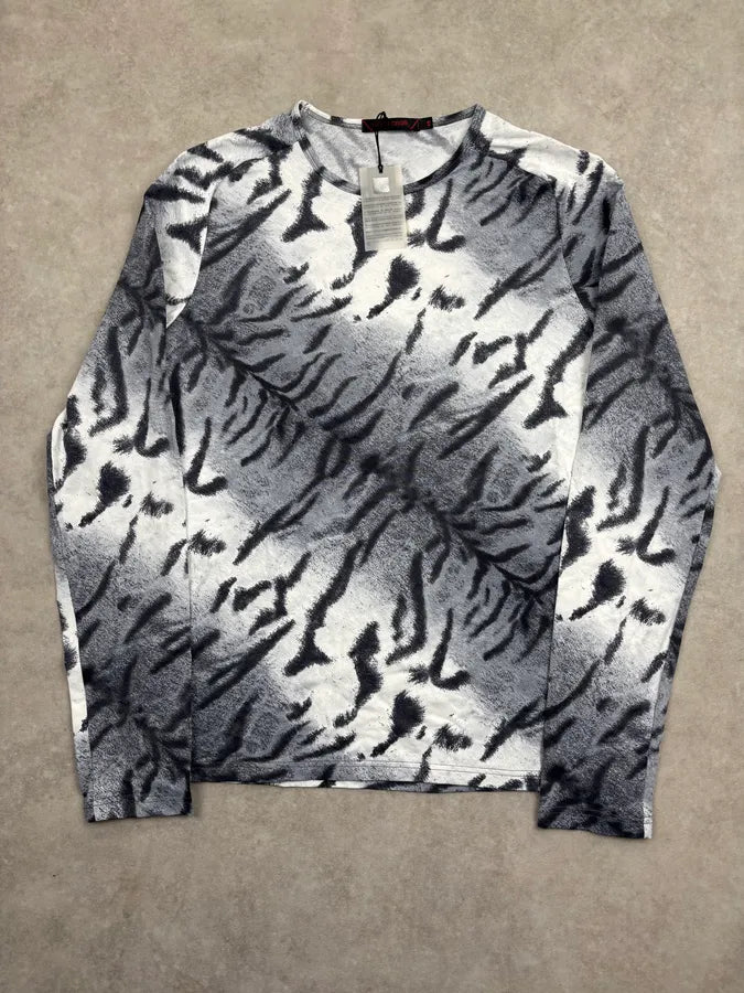 2000s Roberto Cavalli White Black Abstract Knit Longsleeves fJbTdyw 0