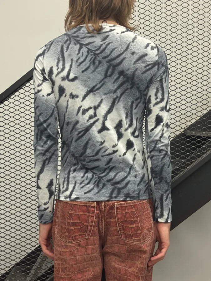 2000s Roberto Cavalli White Black Abstract Knit Longsleeves fJbTdyw 2