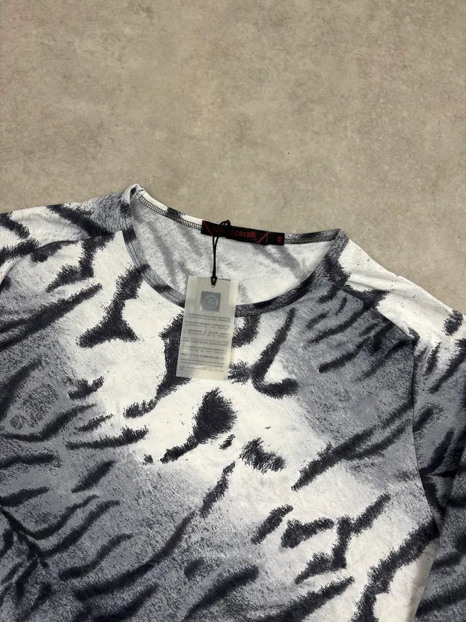 2000s Roberto Cavalli White Black Abstract Knit Longsleeves fJbTdyw 3