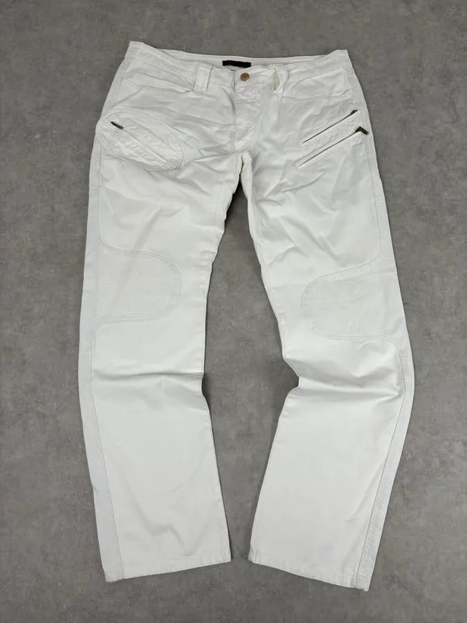 AW2003 Roberto Cavalli White Biker Chinos Pants MCmCjdo 3