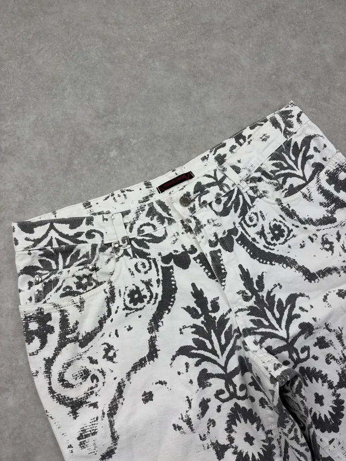 2000s Roberto Cavalli White Floral Tribal Shorts DRDBjli 5