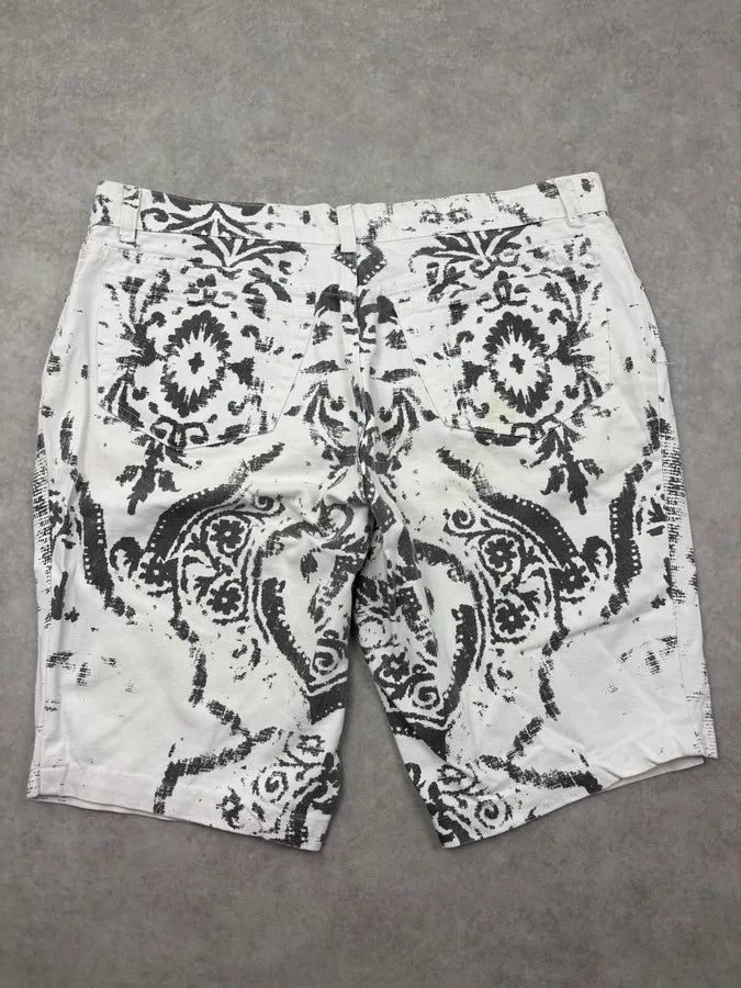 2000s Roberto Cavalli White Floral Tribal Shorts DRDBjli 6