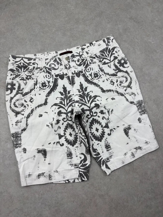 2000s Roberto Cavalli White Floral Tribal Shorts DRDBjli 4