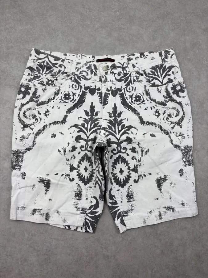 2000s Roberto Cavalli White Floral Tribal Shorts DRDBjli 0