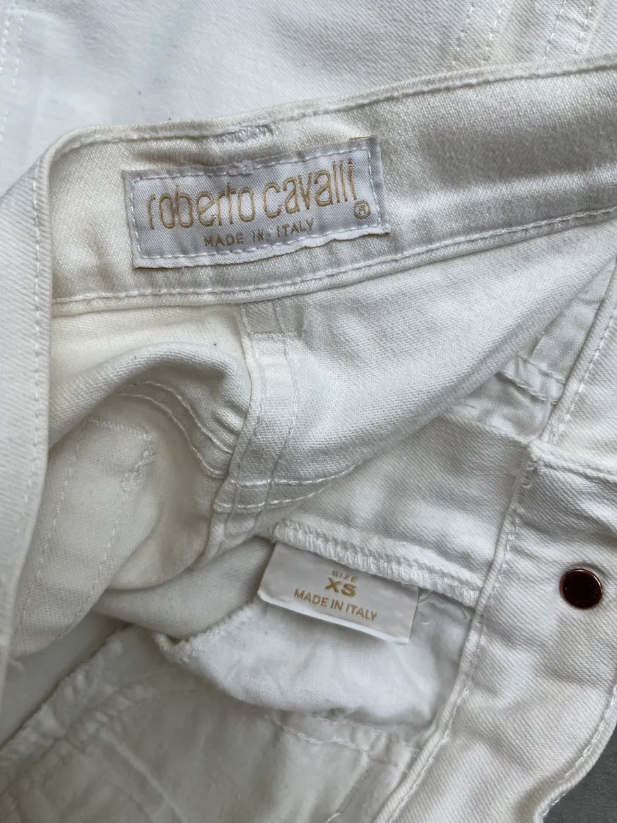 Roberto Cavalli White Pants Lace Insert Jeans valtLuZ 10