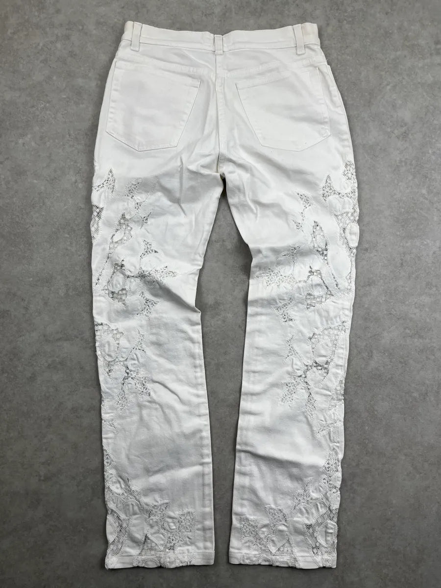 Roberto Cavalli White Pants Lace Insert Jeans valtLuZ 3