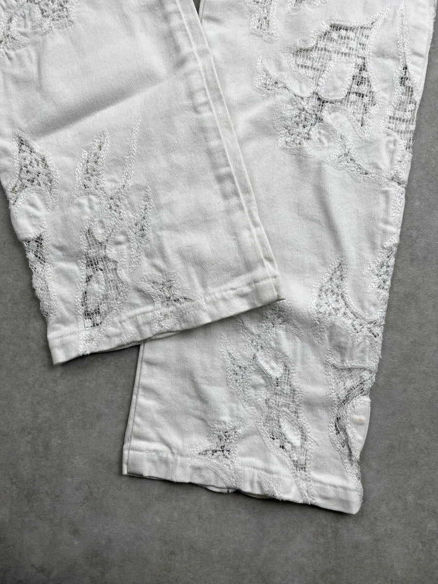 Roberto Cavalli White Pants Lace Insert Jeans valtLuZ 7