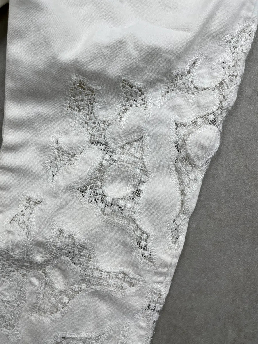 Roberto Cavalli White Pants Lace Insert Jeans valtLuZ 8