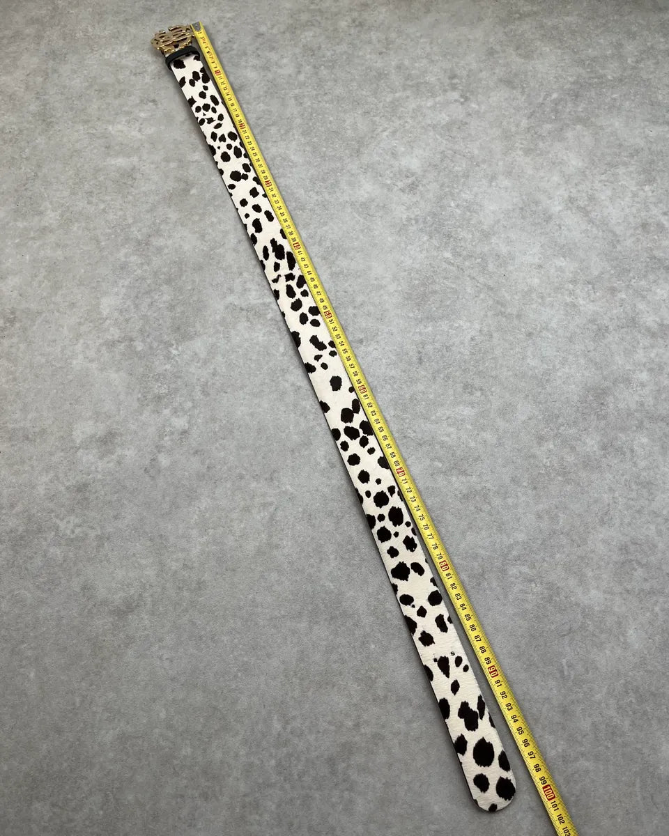 Roberto Cavalli White Pony Hair Cow Print Leather Belt oHDmxpr 8