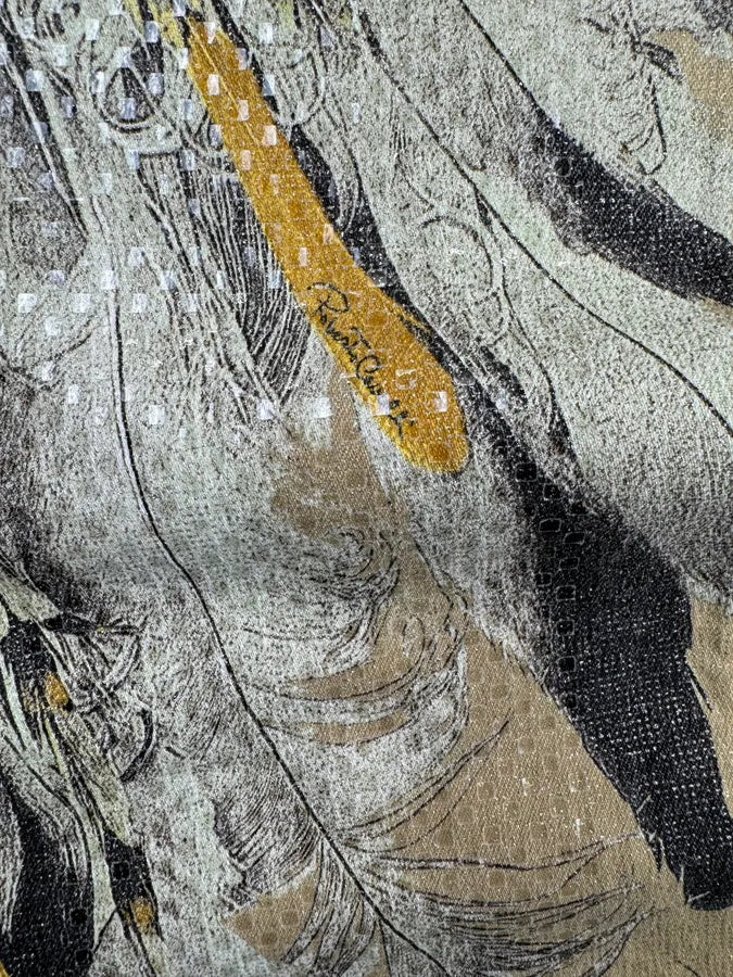 2000s Roberto Cavalli Yellow & Grey Feather Trompe LOeil Pants uoUOpoM 6