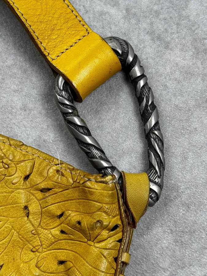 Roberto Cavalli Yellow Flower Pattern Feather Shoulder Bag CadQwhj 8