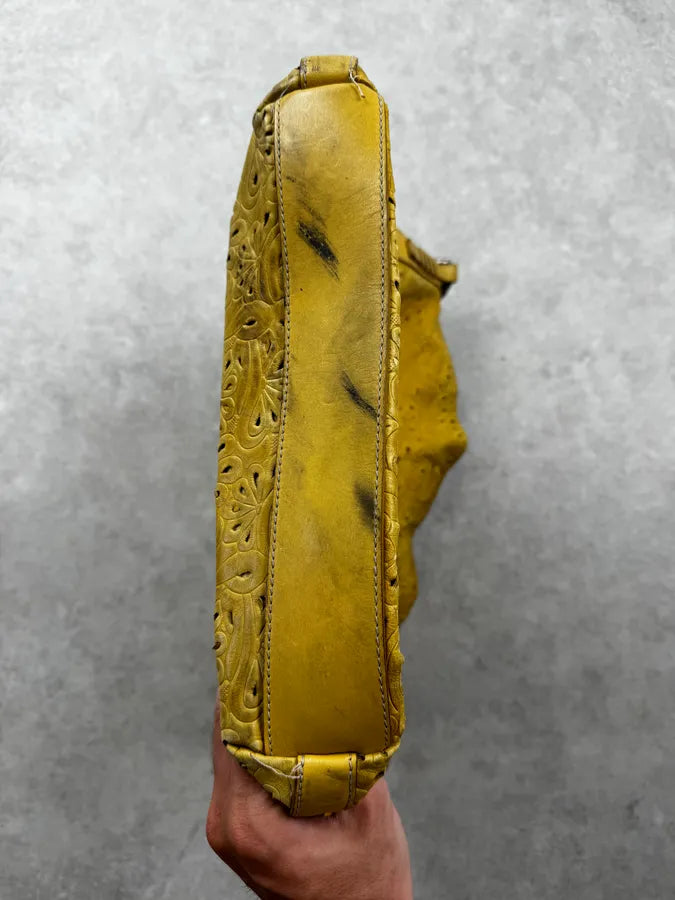 Roberto Cavalli Yellow Flower Pattern Feather Shoulder Bag CadQwhj 12