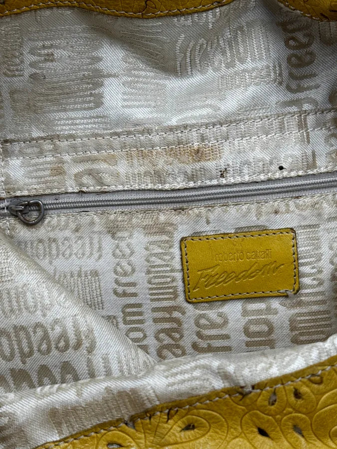 Roberto Cavalli Yellow Flower Pattern Feather Shoulder Bag CadQwhj 15
