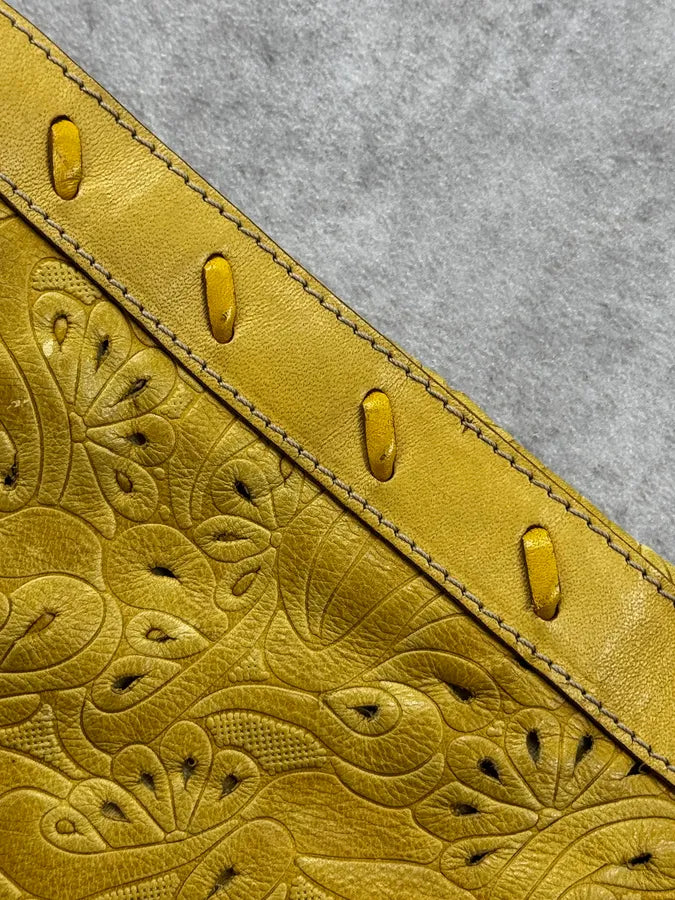 Roberto Cavalli Yellow Flower Pattern Feather Shoulder Bag CadQwhj 11