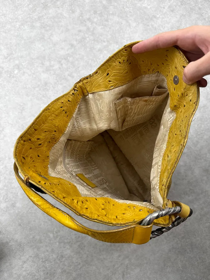 Roberto Cavalli Yellow Flower Pattern Feather Shoulder Bag CadQwhj 13
