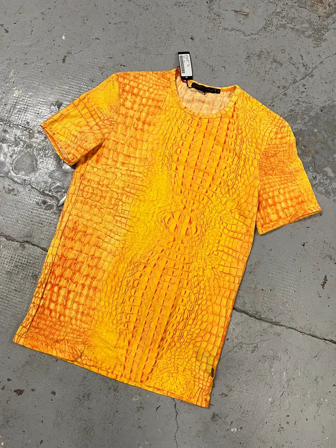 Roberto Cavalli Yellow Orange Crocodile T-Shirt wumalqy 3
