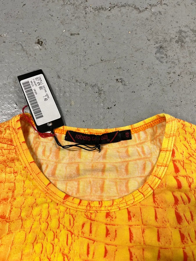 Roberto Cavalli Yellow Orange Crocodile T-Shirt wumalqy 7