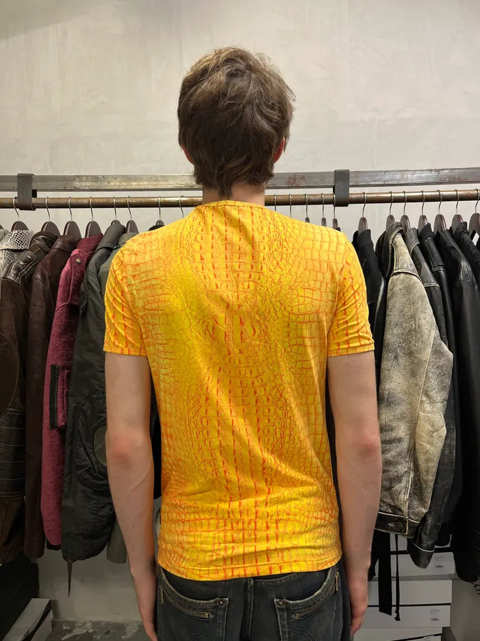 Roberto Cavalli Yellow Orange Crocodile T-Shirt wumalqy 2