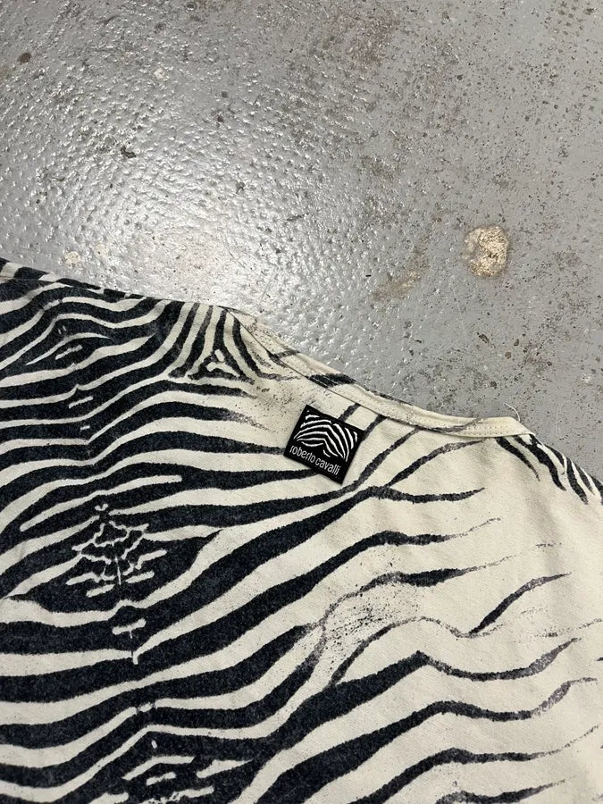 Roberto Cavalli Zebra Print Black & White T-Shirt MZppEEA 6