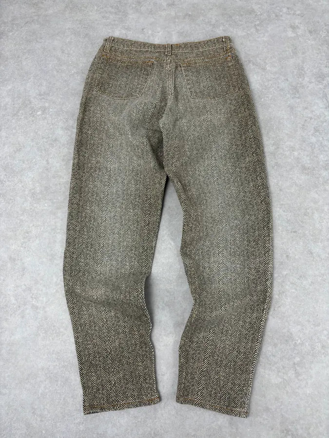 1990s Roberto Cavalli Zigzag Beige Pants RIdywiP 5
