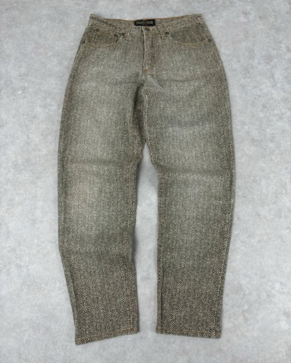 1990s Roberto Cavalli Zigzag Beige Pants RIdywiP 3