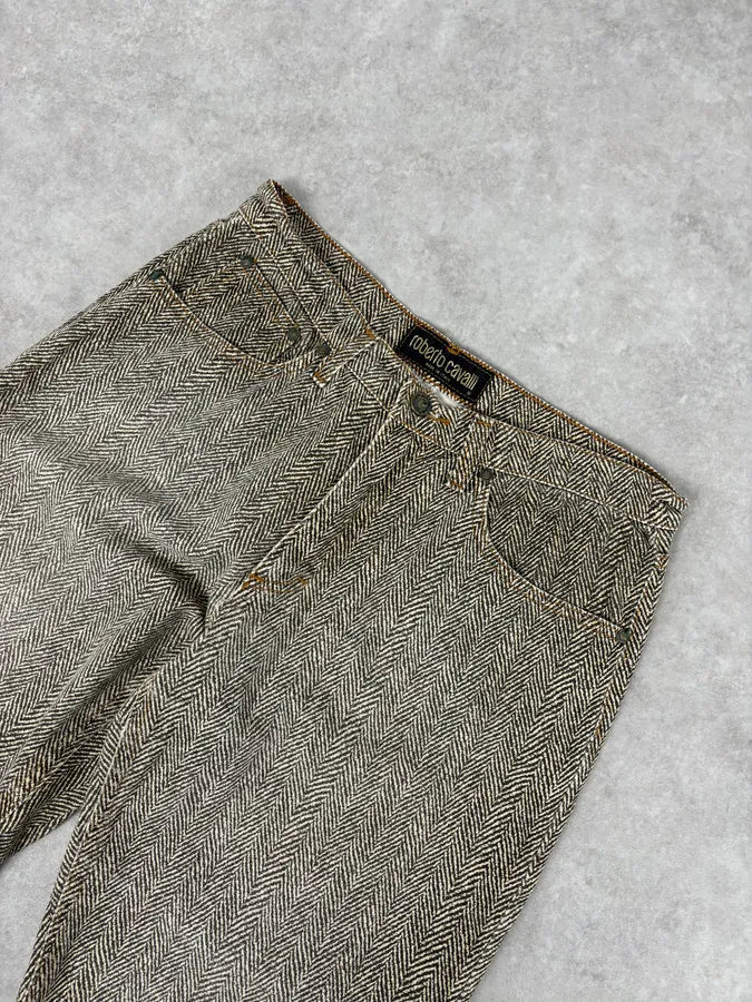 1990s Roberto Cavalli Zigzag Beige Pants RIdywiP 4