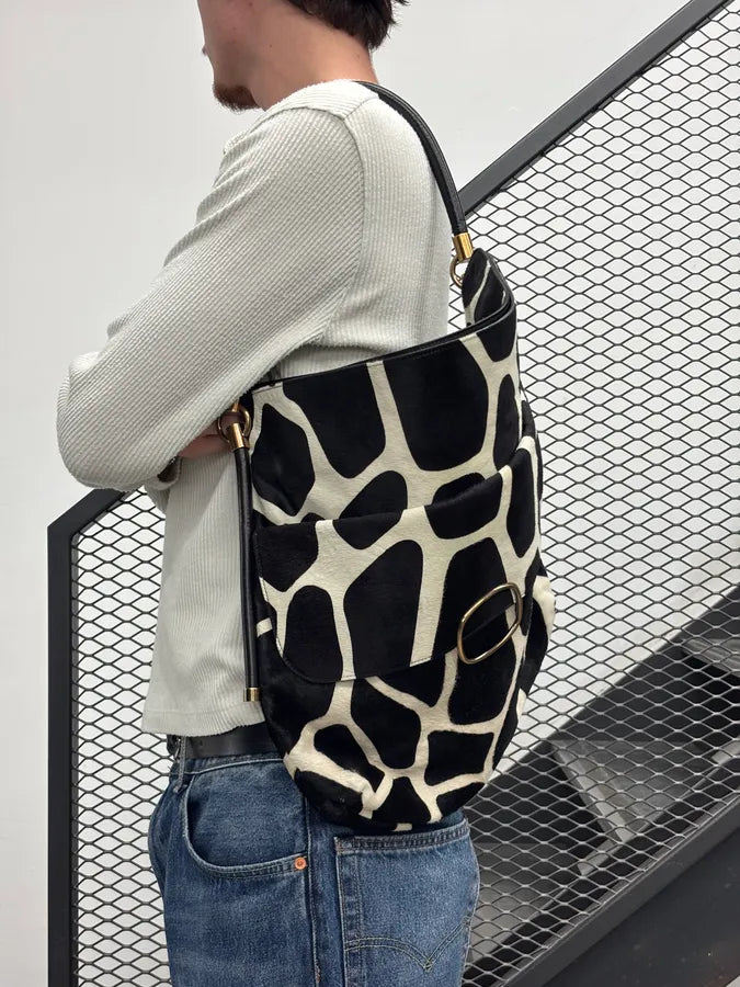 Roger Vivier Black & White Pony Hair Giraffe Print Shoulder Bag ZrcqlKq 2