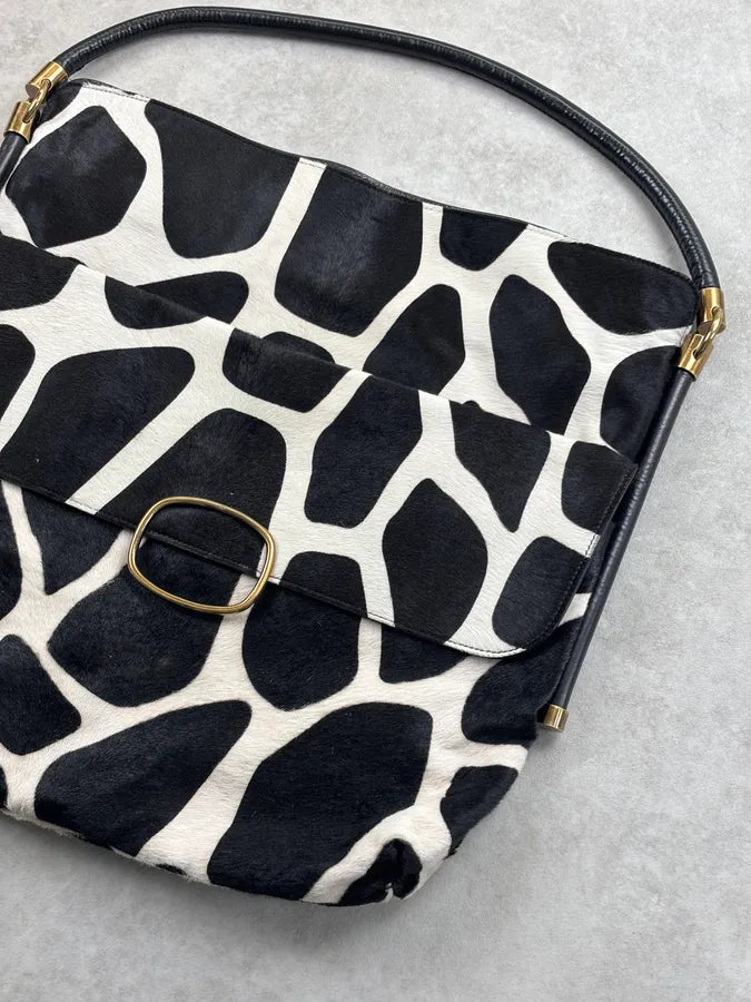 Roger Vivier Black & White Pony Hair Giraffe Print Shoulder Bag ZrcqlKq 3