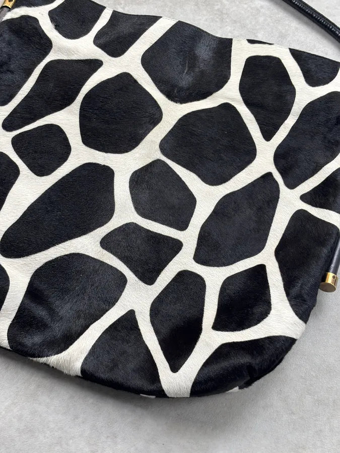 Roger Vivier Black & White Pony Hair Giraffe Print Shoulder Bag ZrcqlKq 9