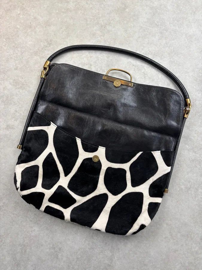 Roger Vivier Black & White Pony Hair Giraffe Print Shoulder Bag ZrcqlKq 11