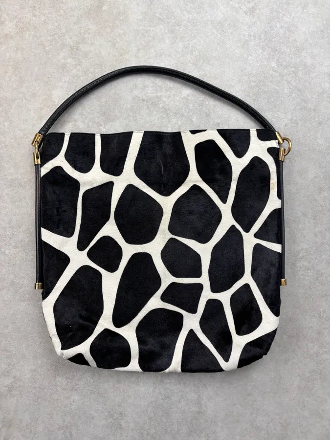 Roger Vivier Black & White Pony Hair Giraffe Print Shoulder Bag ZrcqlKq 7