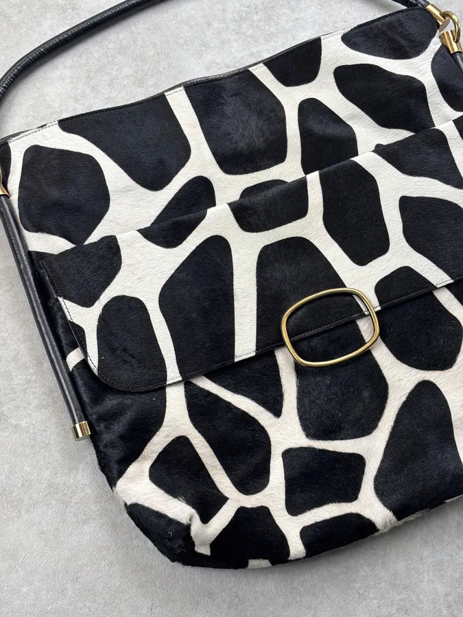 Roger Vivier Black & White Pony Hair Giraffe Print Shoulder Bag ZrcqlKq 4