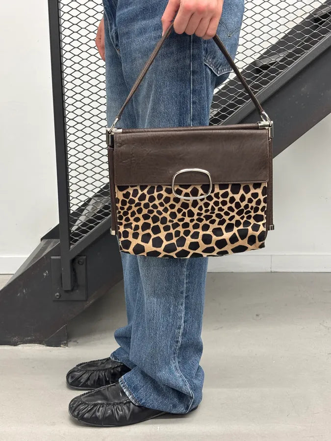 Roger Vivier Brown Leather Giraffe Pony Hair Shoulder Bag SwHDzAI 1