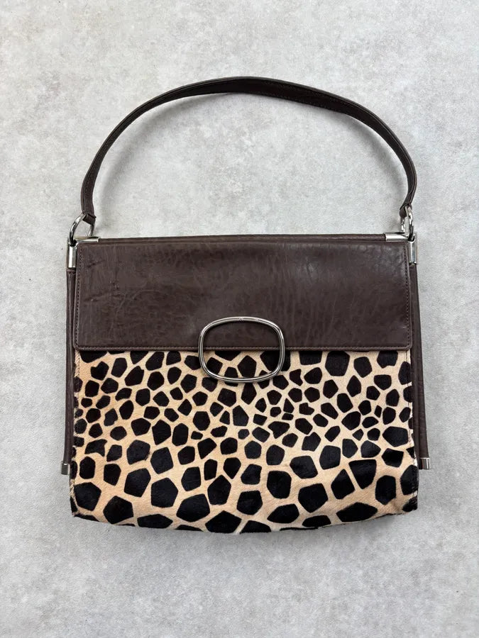 Roger Vivier Brown Leather Giraffe Pony Hair Shoulder Bag SwHDzAI 0