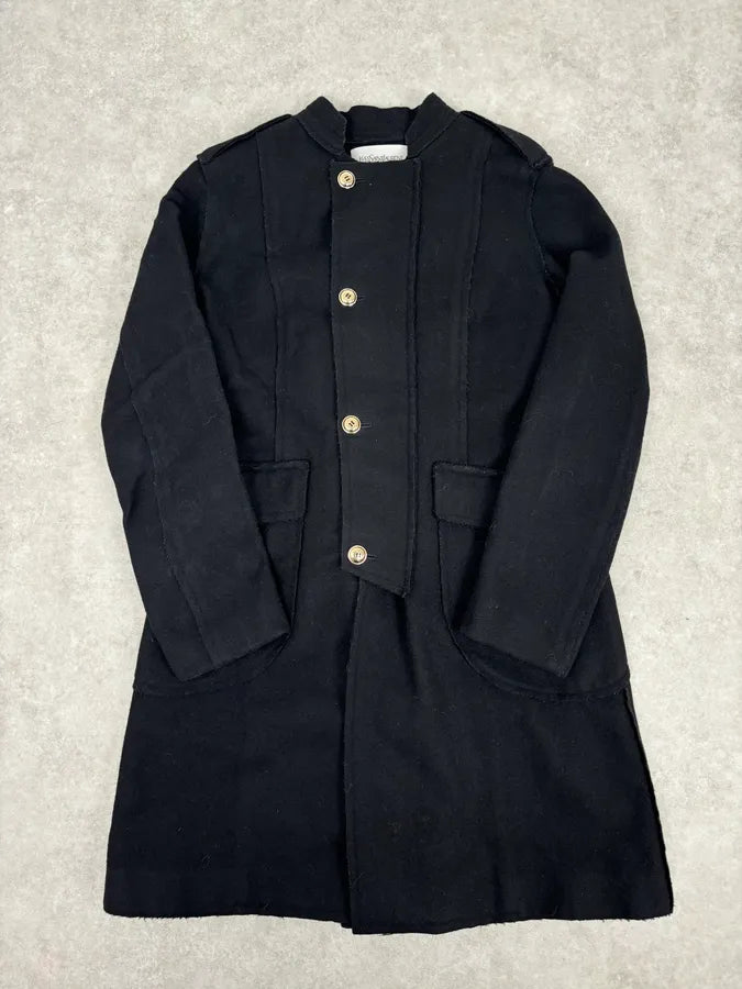 AW2010 Yves Saint Laurent Black Asymmetrical Officer Coat nRhSPnq 0