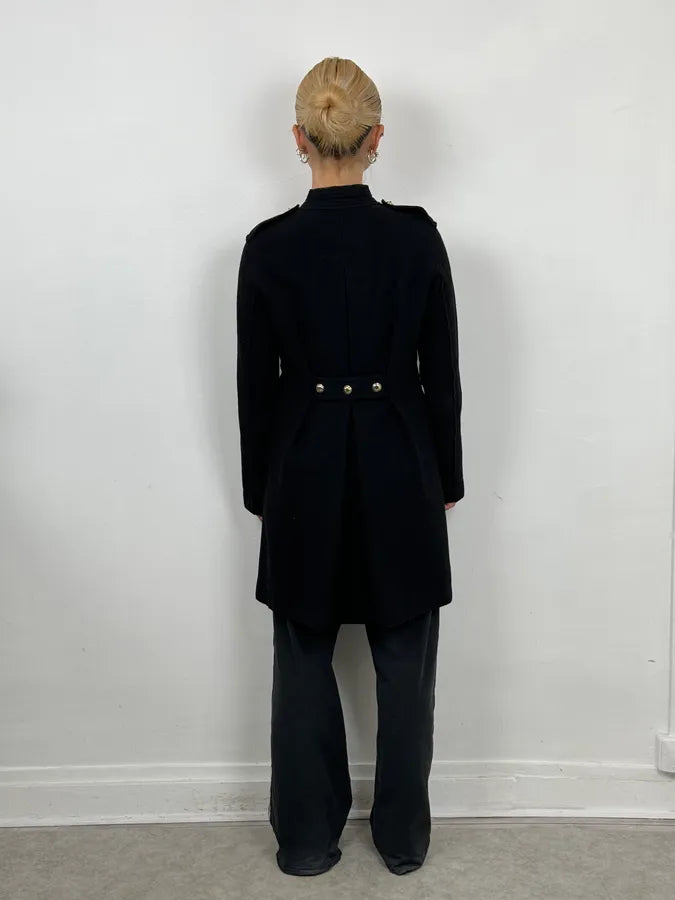 AW2010 Yves Saint Laurent Black Asymmetrical Officer Coat nRhSPnq 2
