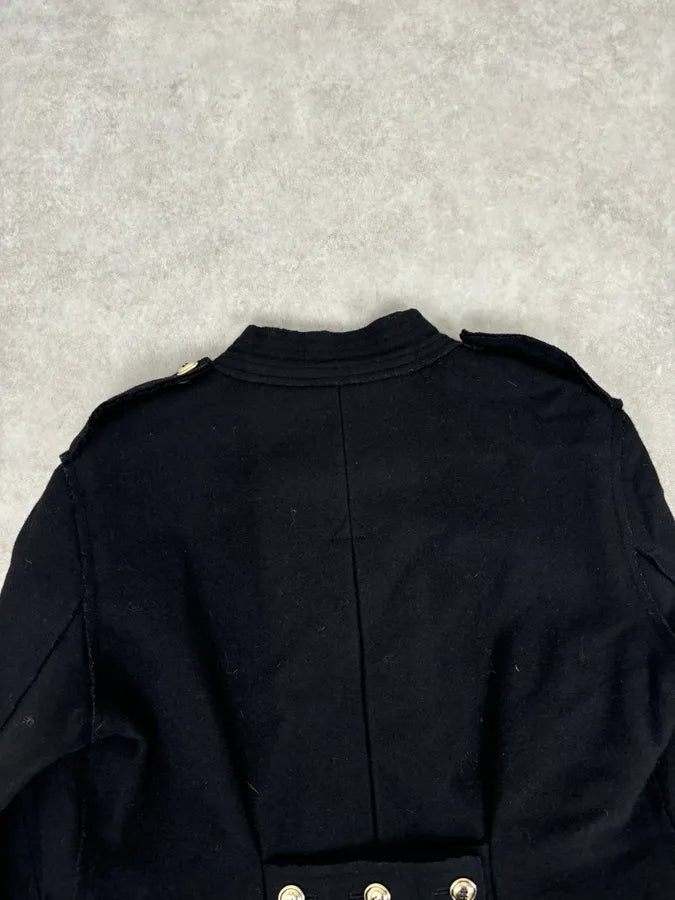 AW2010 Yves Saint Laurent Black Asymmetrical Officer Coat nRhSPnq 4