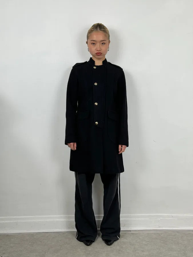 AW2010 Yves Saint Laurent Black Asymmetrical Officer Coat nRhSPnq 1