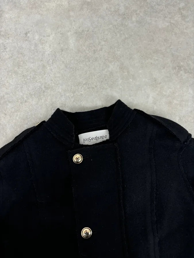 AW2010 Yves Saint Laurent Black Asymmetrical Officer Coat nRhSPnq 3