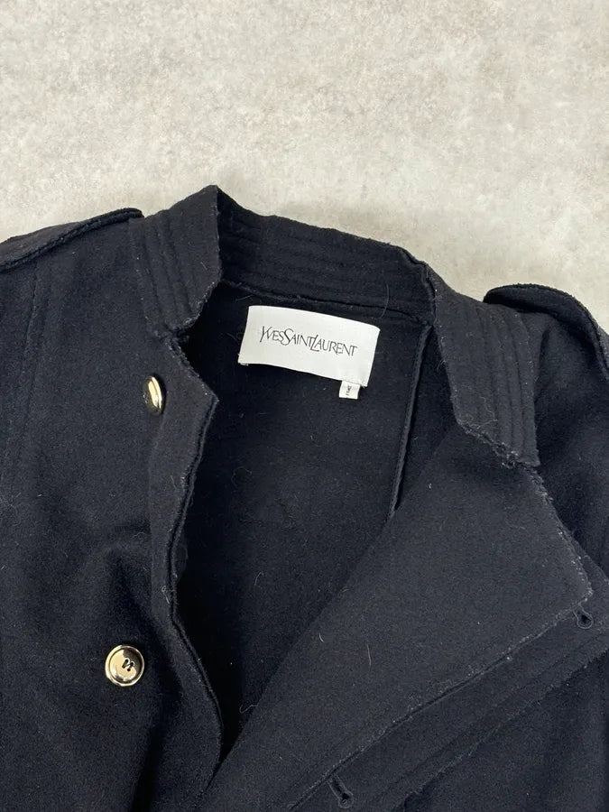 AW2010 Yves Saint Laurent Black Asymmetrical Officer Coat nRhSPnq 7
