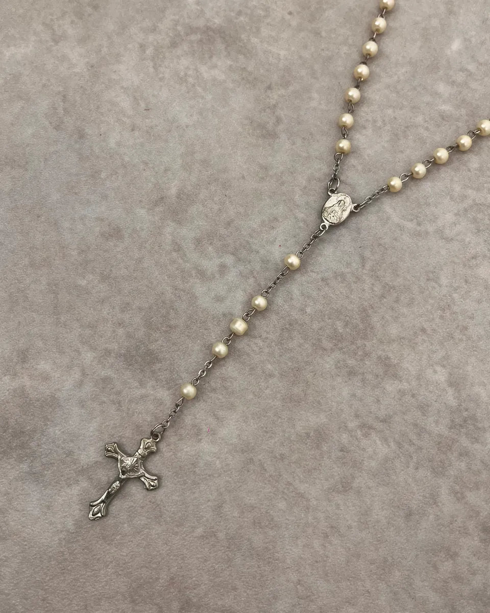 Rosary Archive White Cross Necklace ntnrwdL 2