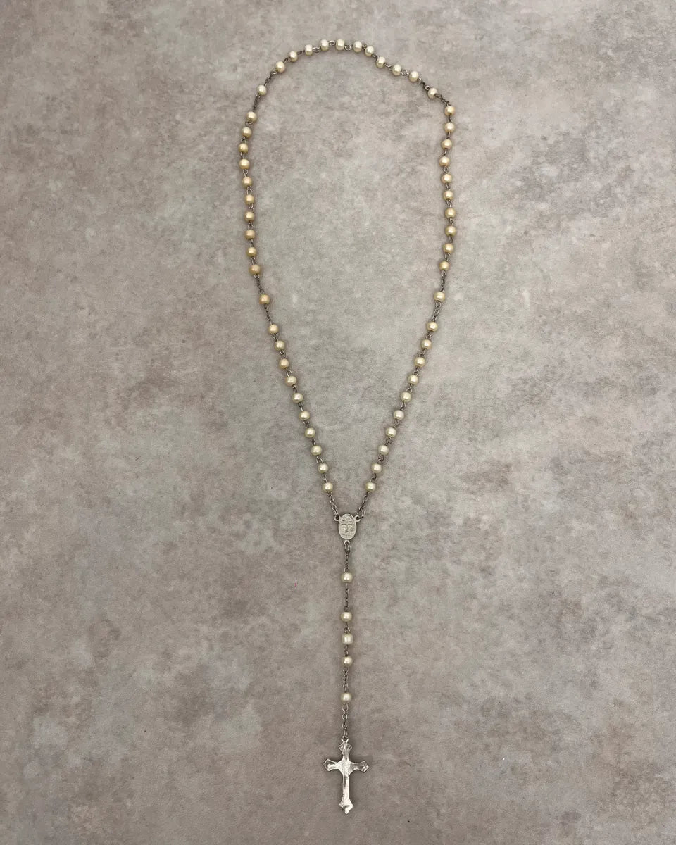 Rosary Archive White Cross Necklace ntnrwdL 4