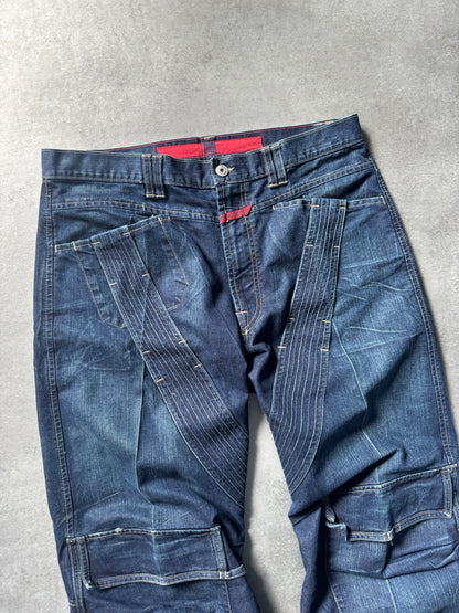 2000s Marithé + François Girbaud Blue Worker Cargo Denim Jeans (L) - 8