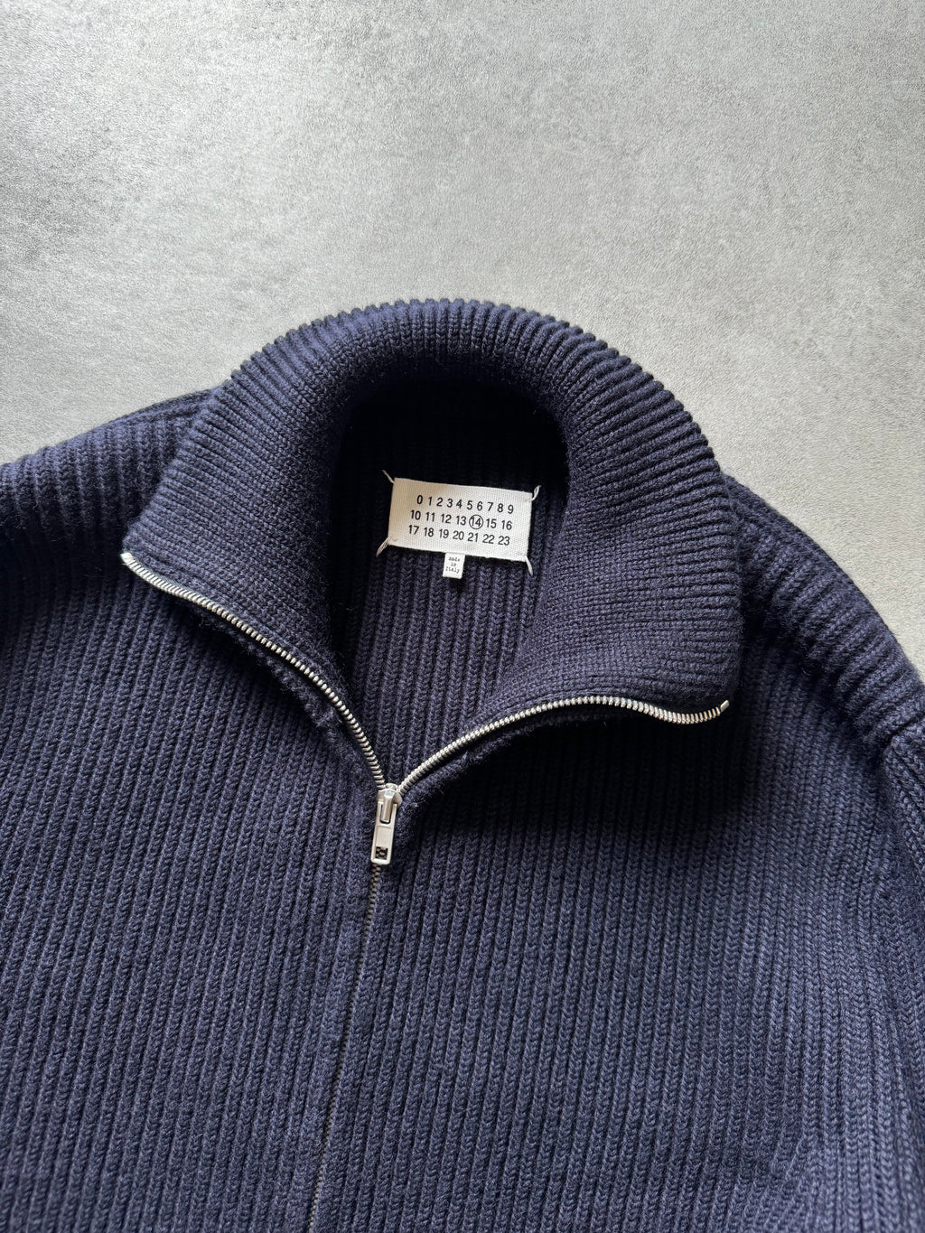 SS2020 Maison Margiela Navy Wool Zip-Up Sweater (M) - 7