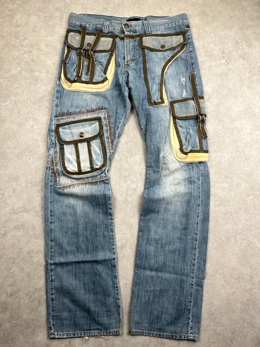 SS2006 Cavalli Light Blue Cargo Gun Multi Pockets Jeans rxKEWjeF 0