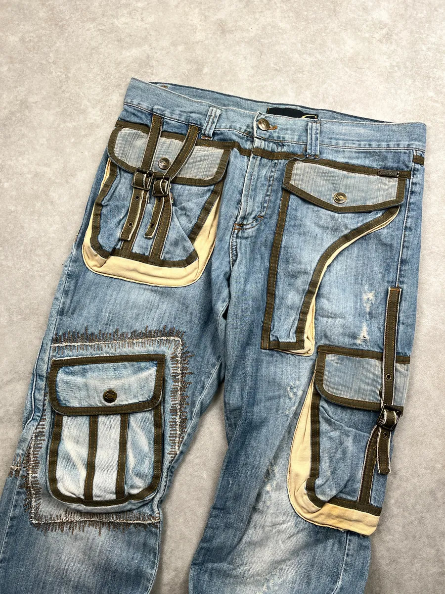 SS2006 Cavalli Light Blue Cargo Gun Multi Pockets Jeans rxKEWjeF 7