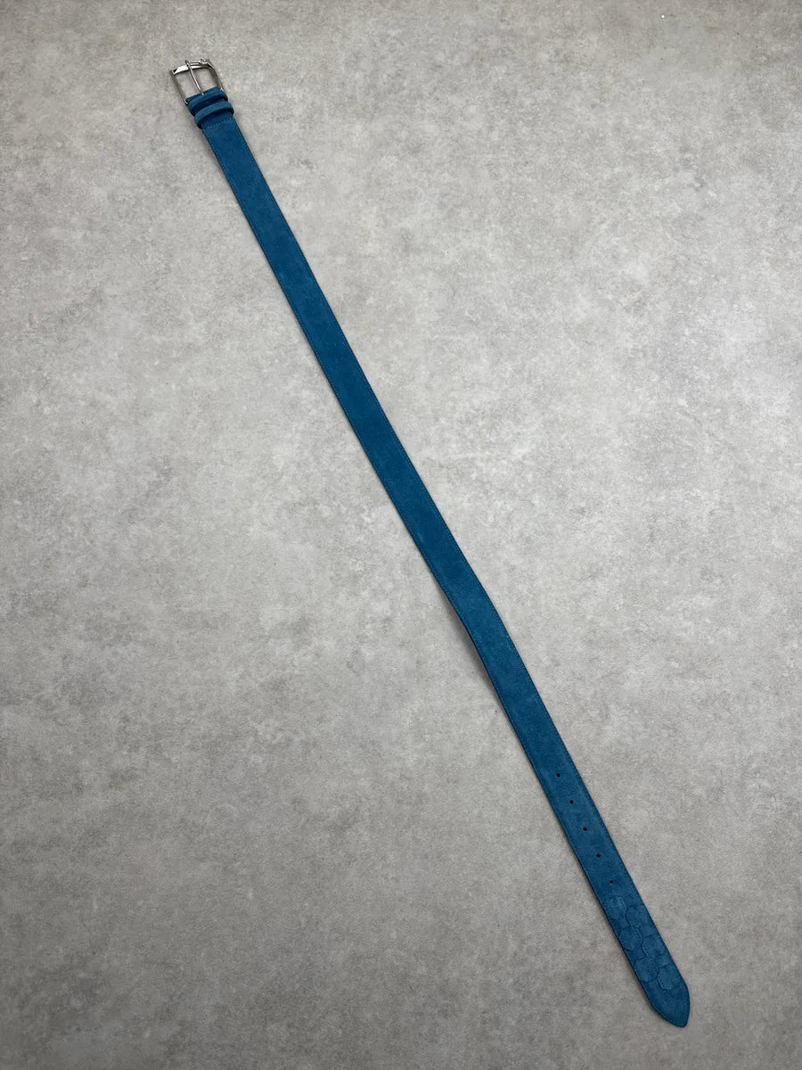 Cesare Paciotti Blue Suede Hexagon Embossed Shell Belt rxsUDhPO 7