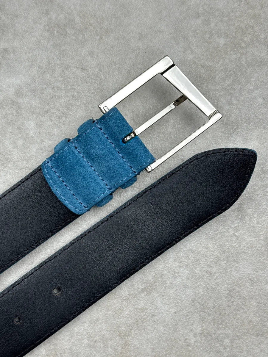 Cesare Paciotti Blue Suede Hexagon Embossed Shell Belt rxsUDhPO 5