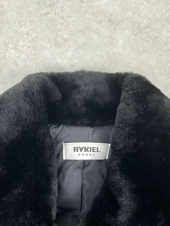 Rykiel Black Faux Fur Premium Belted Officer Jacket PSGutZF 8