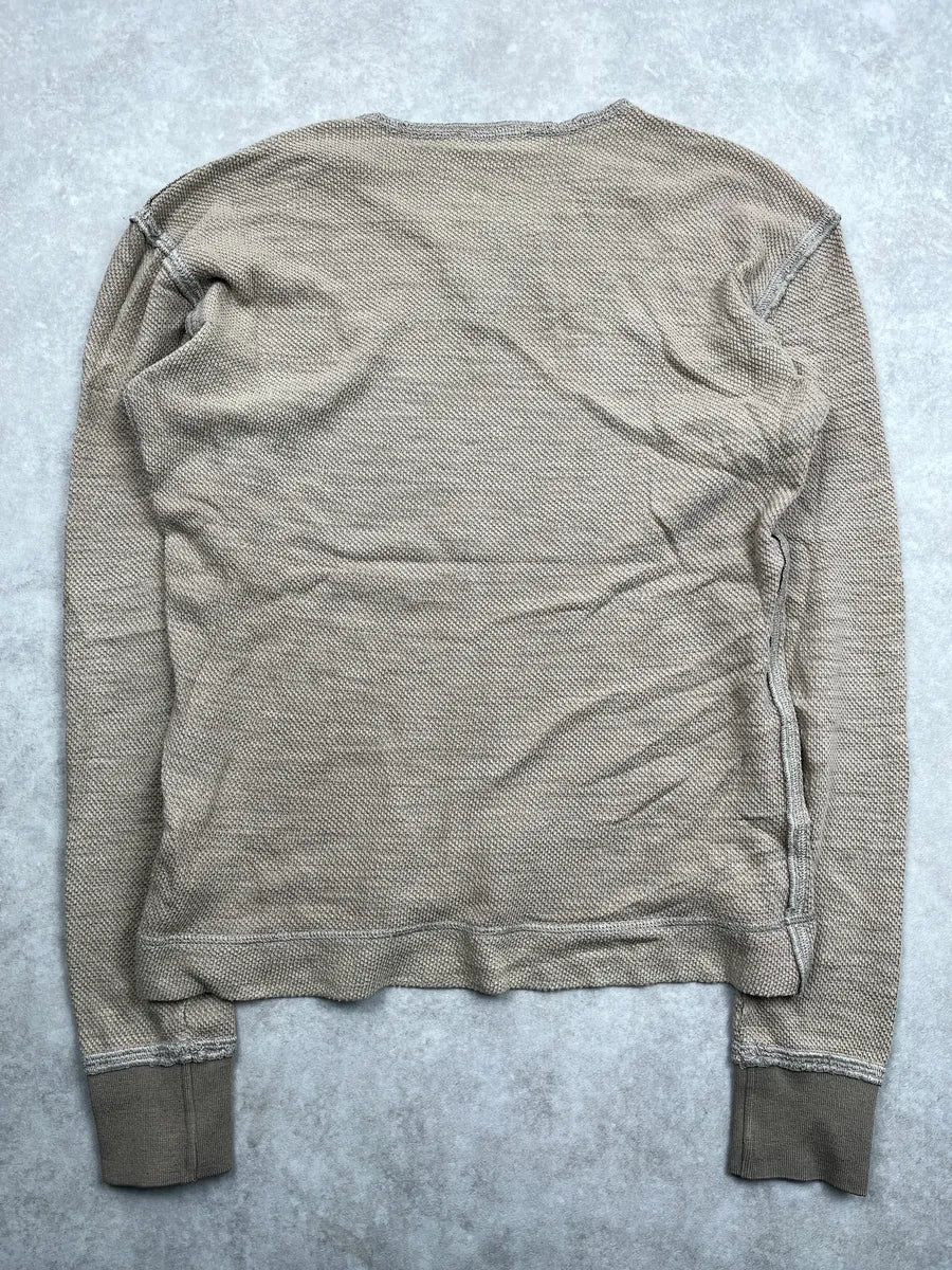 2000s Dolce & Gabbana Beige Textured Notch Neck Sweater rztolHQo 3